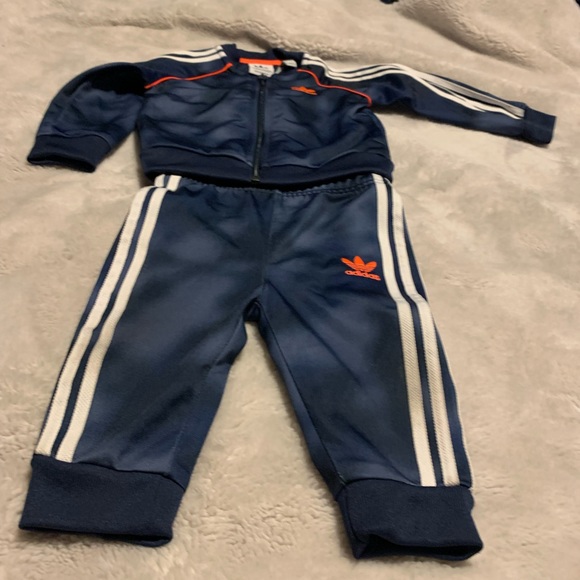 Adidas blue white orange tracksuit 6-9m - Picture 2 of 3
